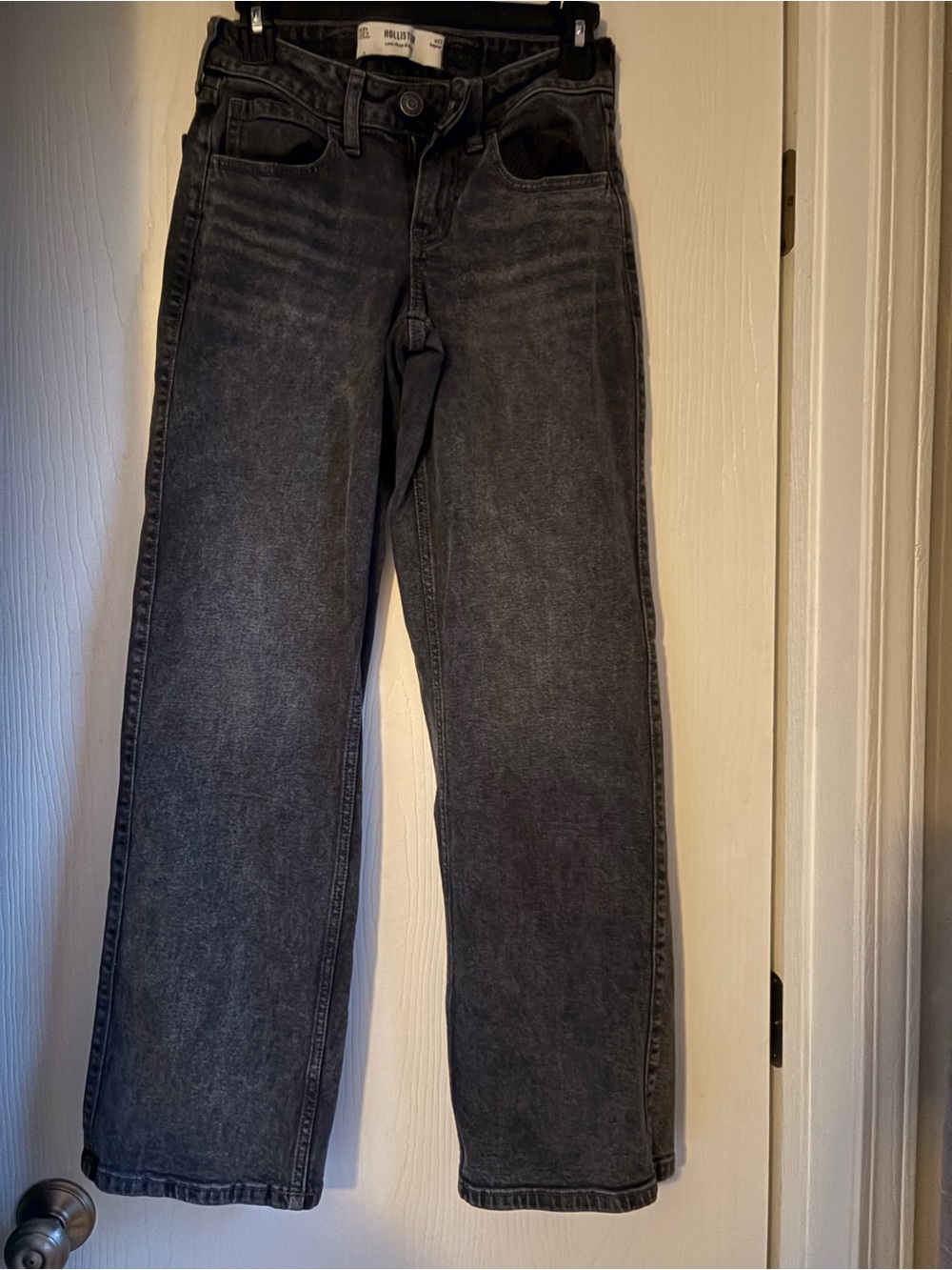 Hollister Women's Washed Black Low Rise Baggy Jeans